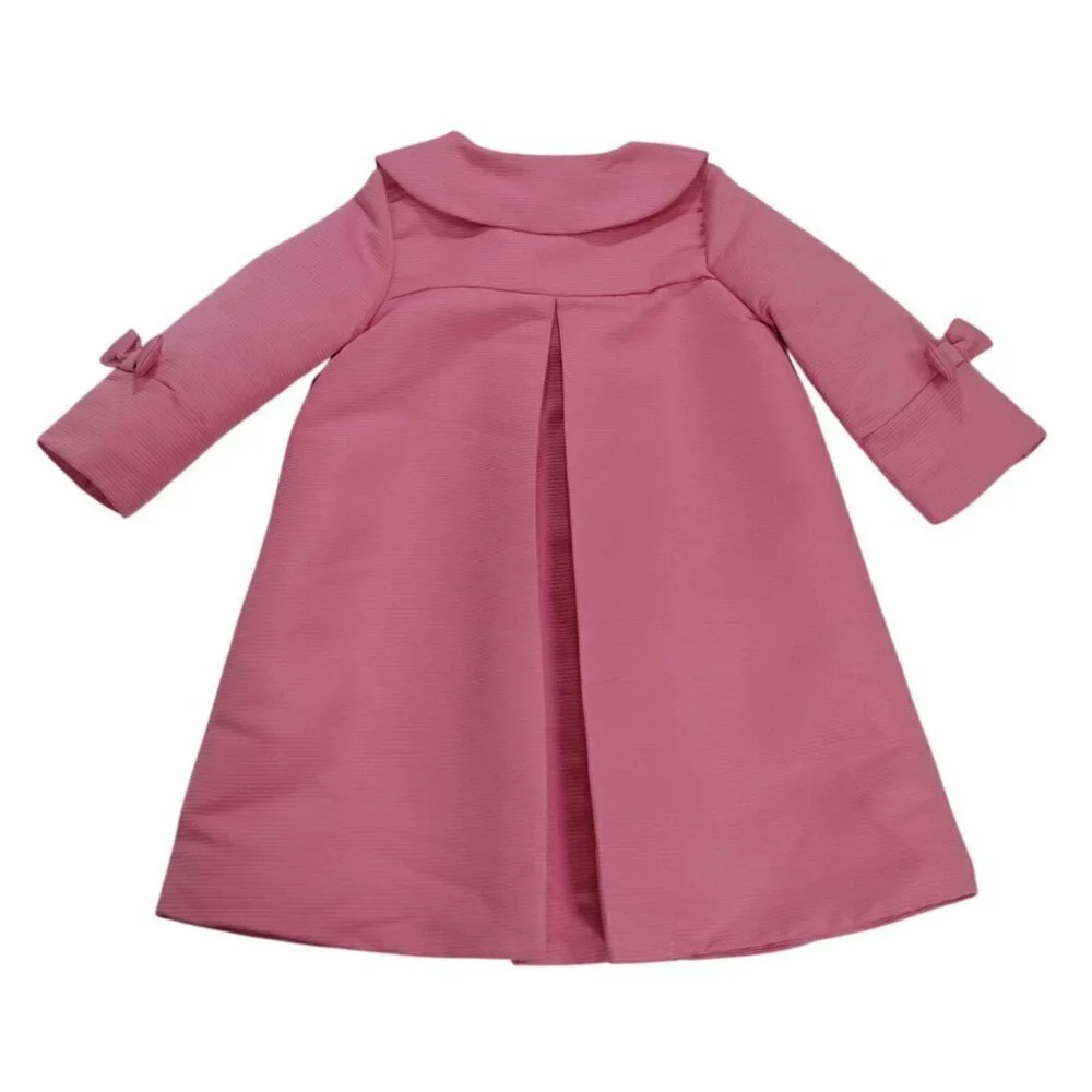 Tommy Bahama Girls Pink Bow-Accent Long Coat Jacket Size 8 Floral Lining, NWT.